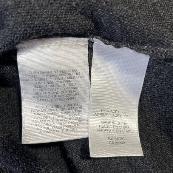 Evan-Picone Sweater Dress Size L Charcoal Midi Long Sleeves V Neck - Picture 15 of 15